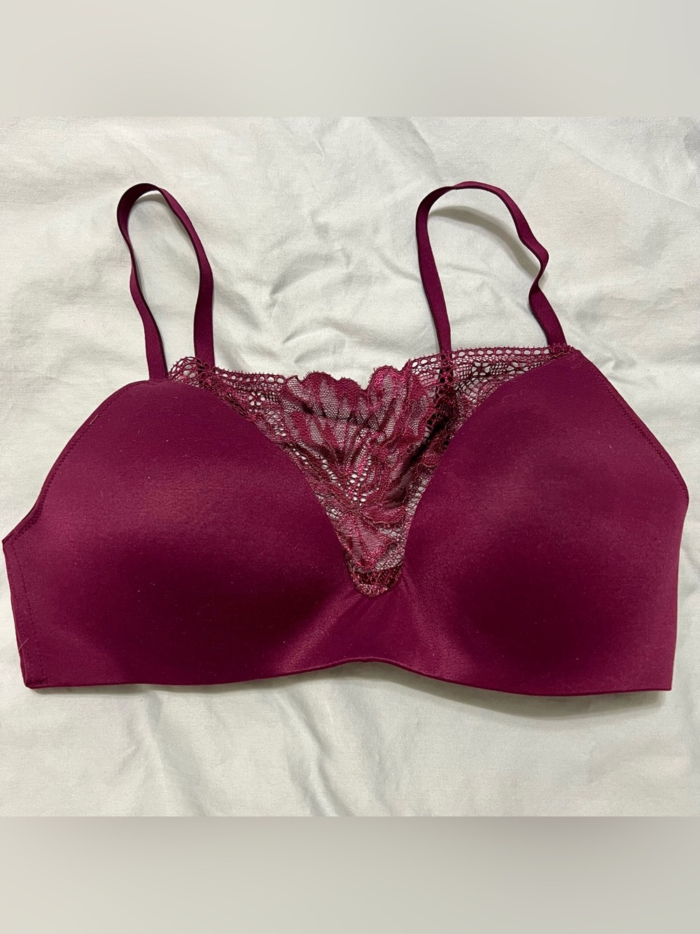 Victoria's Secret Lace Front No-Wire Lightly Lined Bra | Plum Purple | 34C